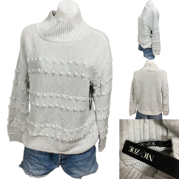 NWT NIC+ZOE Light Gray Cowl Neck Sweater - Picture 8 of 8